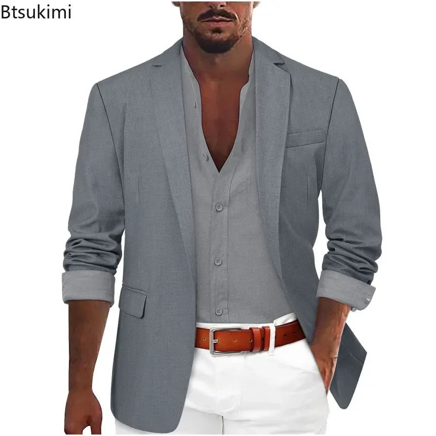 2025 Fashion Men's Clothing Business Casual Blazer Coats Classic Single Button Slim Fit Suit Jackets