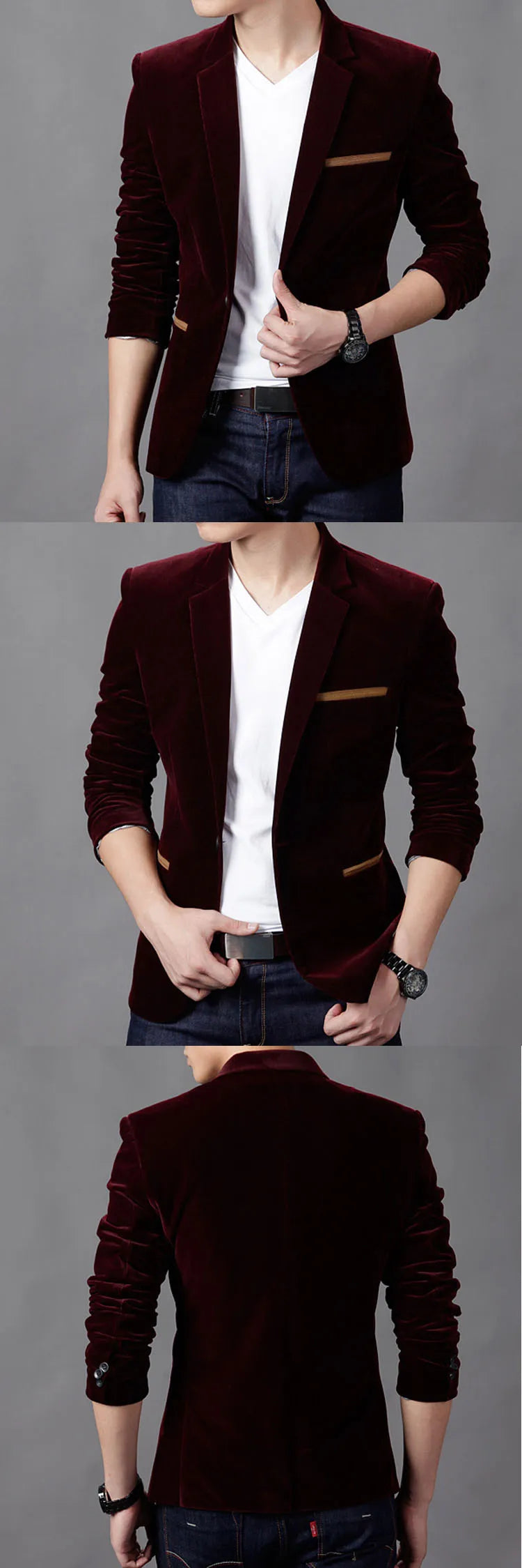 Mens Corduroy Blazers Autumn Spring Fashion Male Casual Suit Jacket