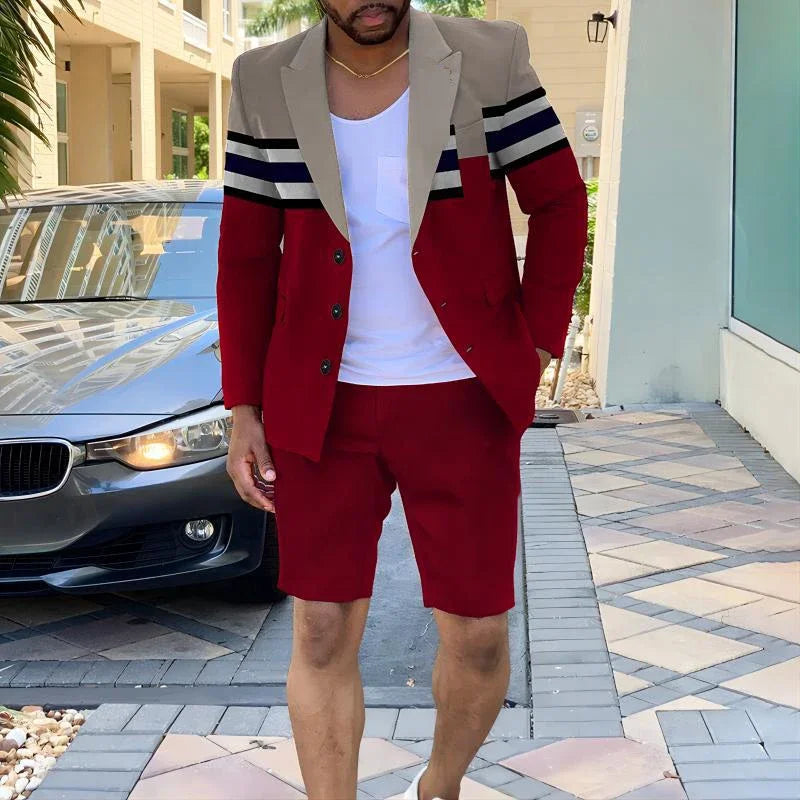 Mens Clothing Summer Single-Breasted Business Office Short Pants Suit