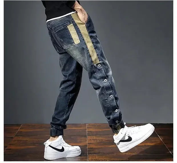 Men Harem Pants Fashion Pockets Designer Loose Baggy Moto Jeans