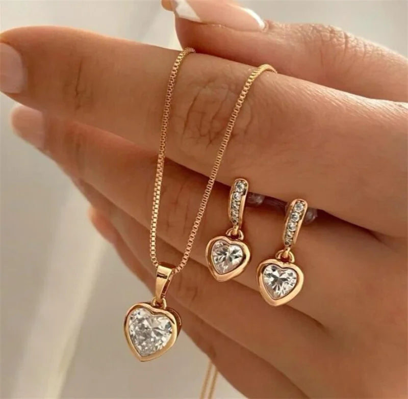 3 Pcs Round Pearl Jewelry Set Of Earring Pendant Necklace For Women