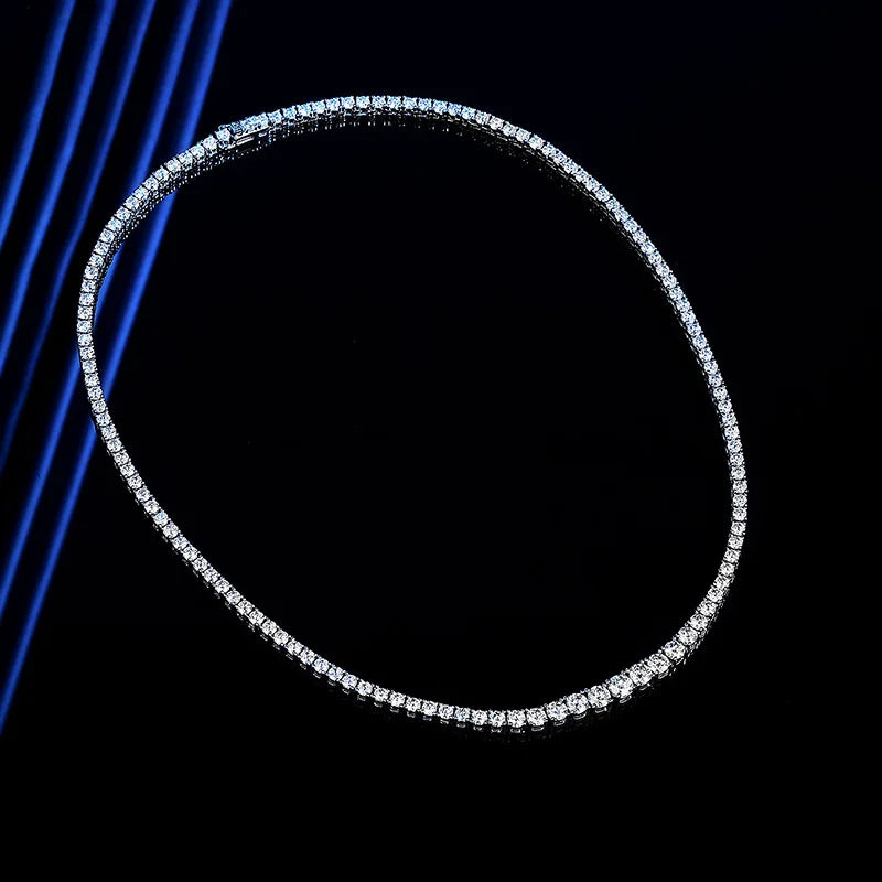 Smyoue Moissanite Tennis 100% Solid Silver Plated Necklace