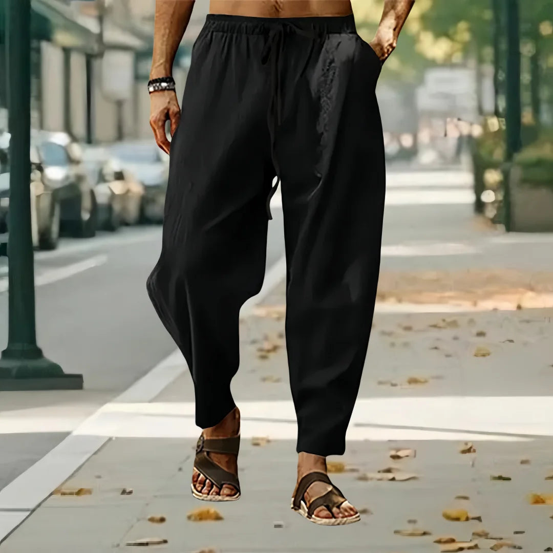 2025 New Fashion Mens Linen Oversize Sports Sweatpants