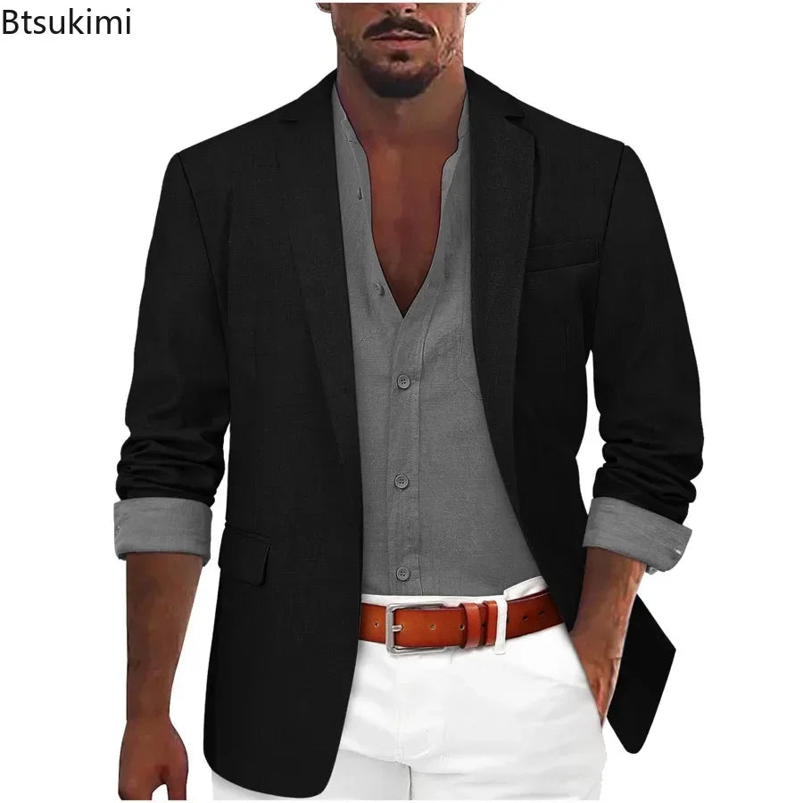 2025 Fashion Men's Clothing Business Casual Blazer Coats Classic Single Button Slim Fit Suit Jackets