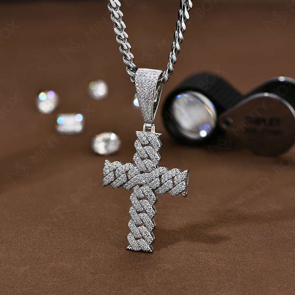 S925 Cross Necklace – Moissanite Lab Diamond Sparkle