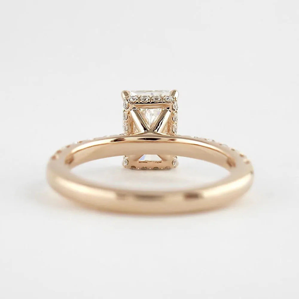 Radiant D Color 1 2 3Ct IGI Lab Grown Solid 18K Rose Gold Diamond Ring