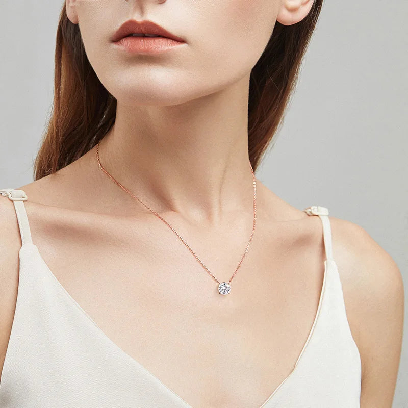 Rose Gold Moissanite Necklace