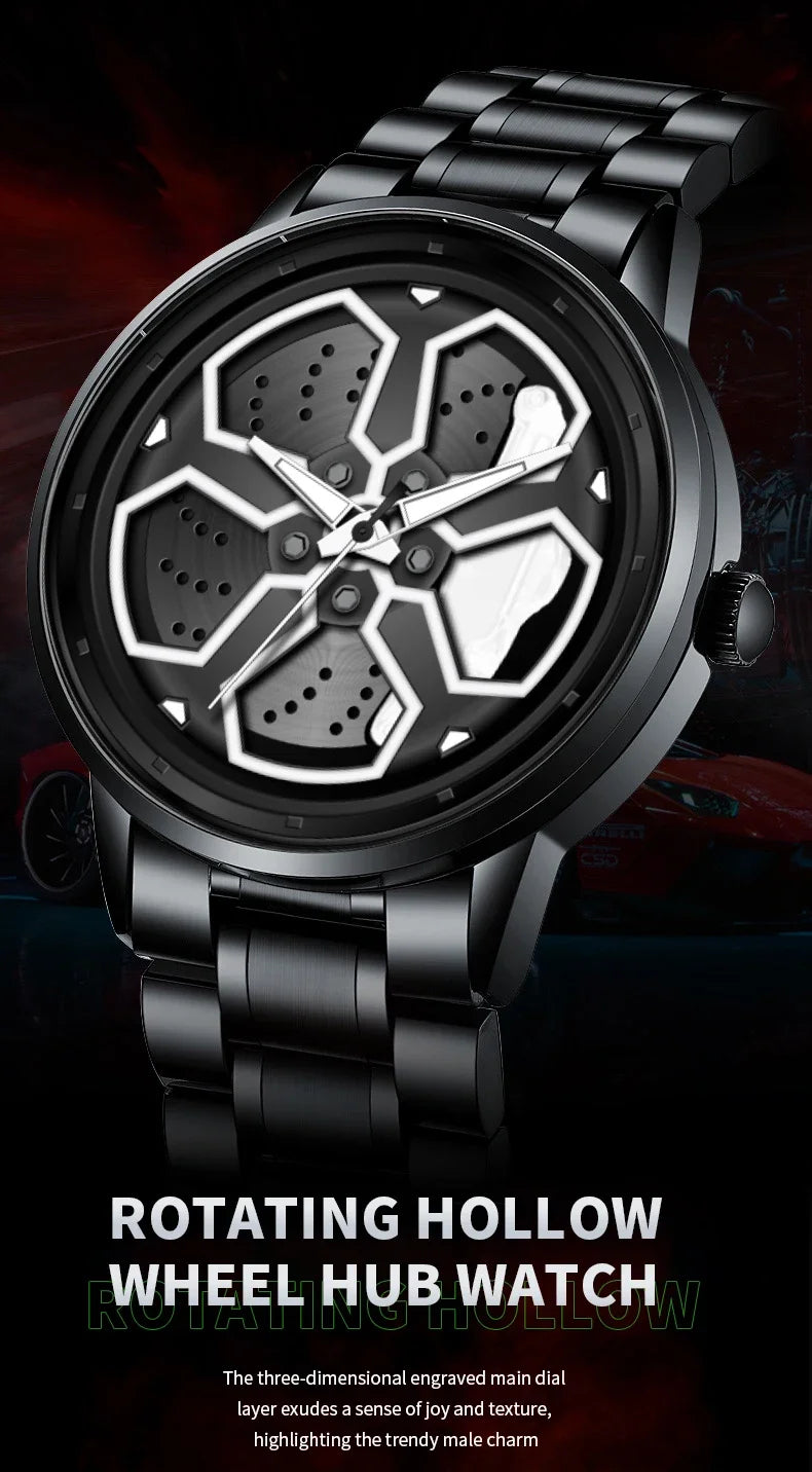 Men Watches Luxury Trend Reloj Hombre Mi Car Watch Men Quartz Movement Black Stainless Steel Strap Watch