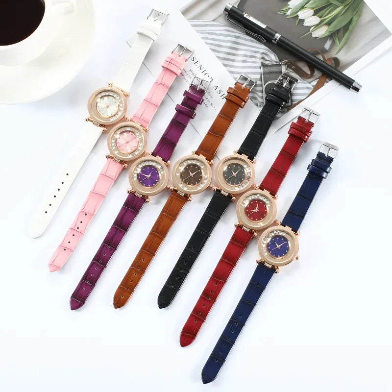 Luxury Temperament Ladies Watch Leather Belt Diamond Analog Quartz Watch Reloj Mujer Montre Femme