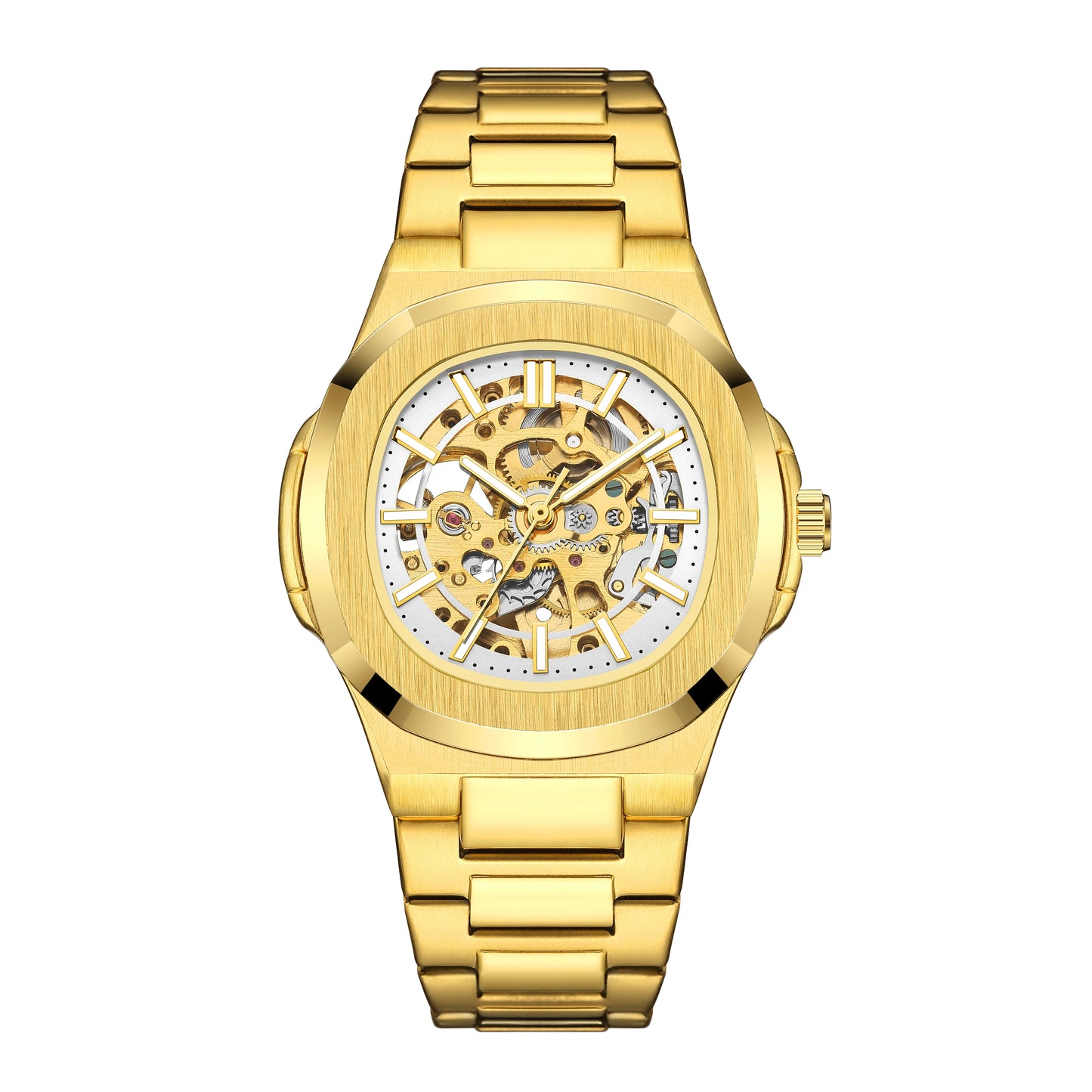 Luxury Automatic Mechanical Wristwatch For Men Skeleton Stainless Steel Sapphire glass Male Clock 2023