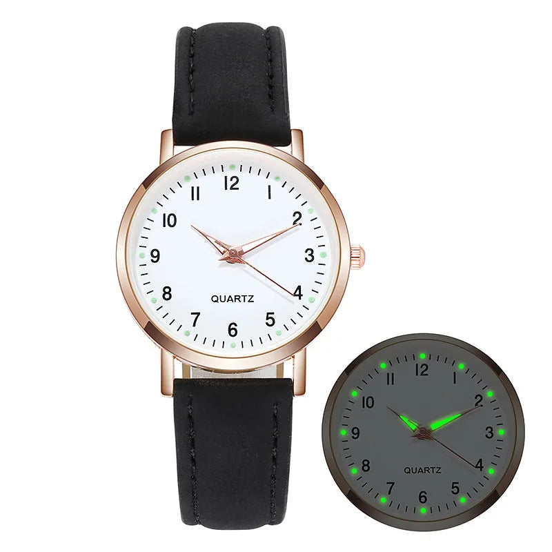 Women Leather Quartz Watches Ladies Luxury Back Light Wristwatch Clock relogio feminino