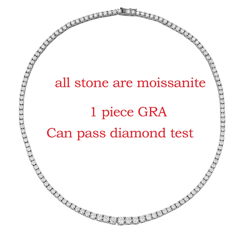 Smyoue Moissanite Tennis 100% Solid Silver Plated Necklace