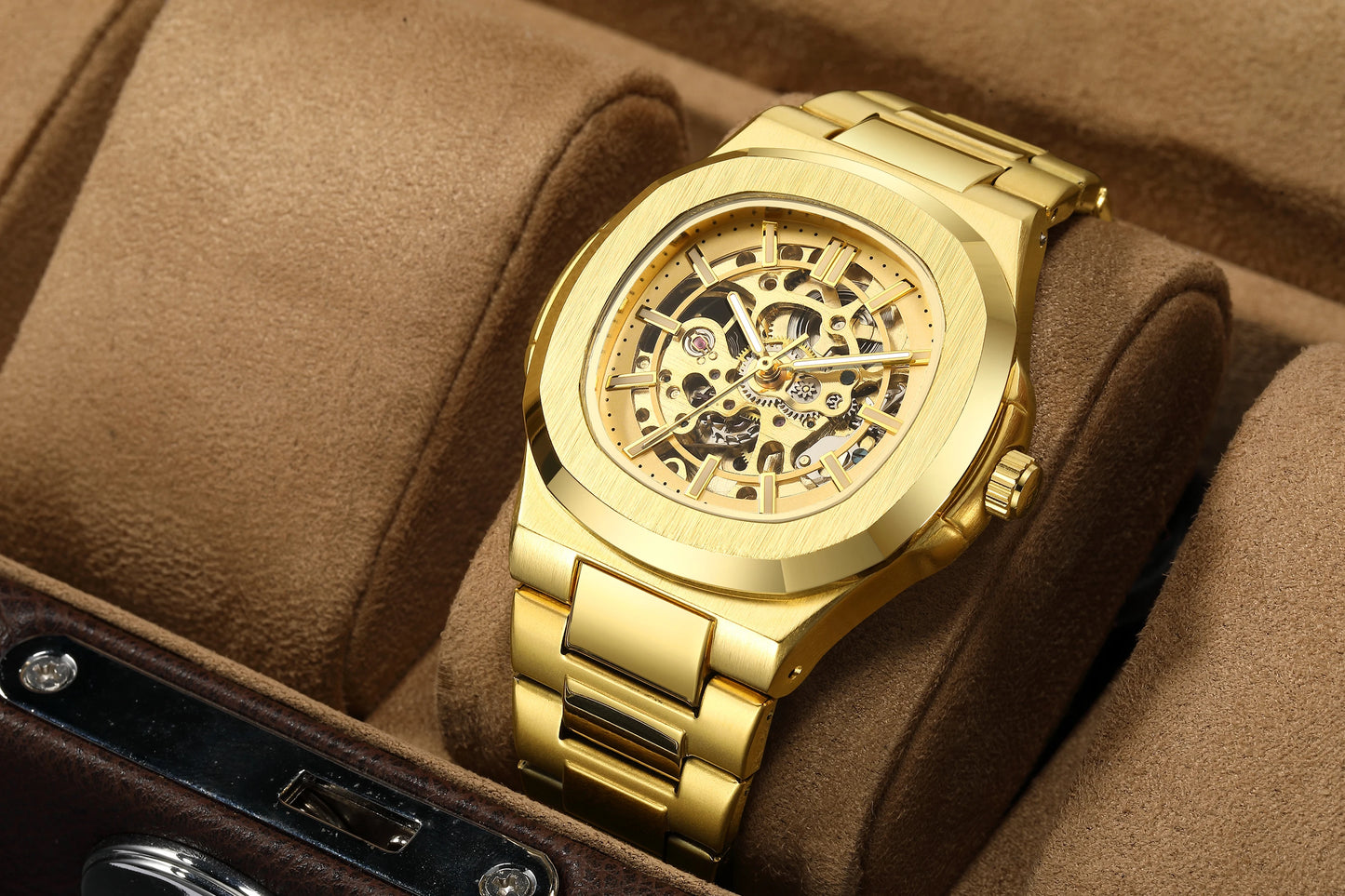 Luxury Automatic Mechanical Wristwatch For Men Skeleton Stainless Steel Sapphire glass Male Clock 2023