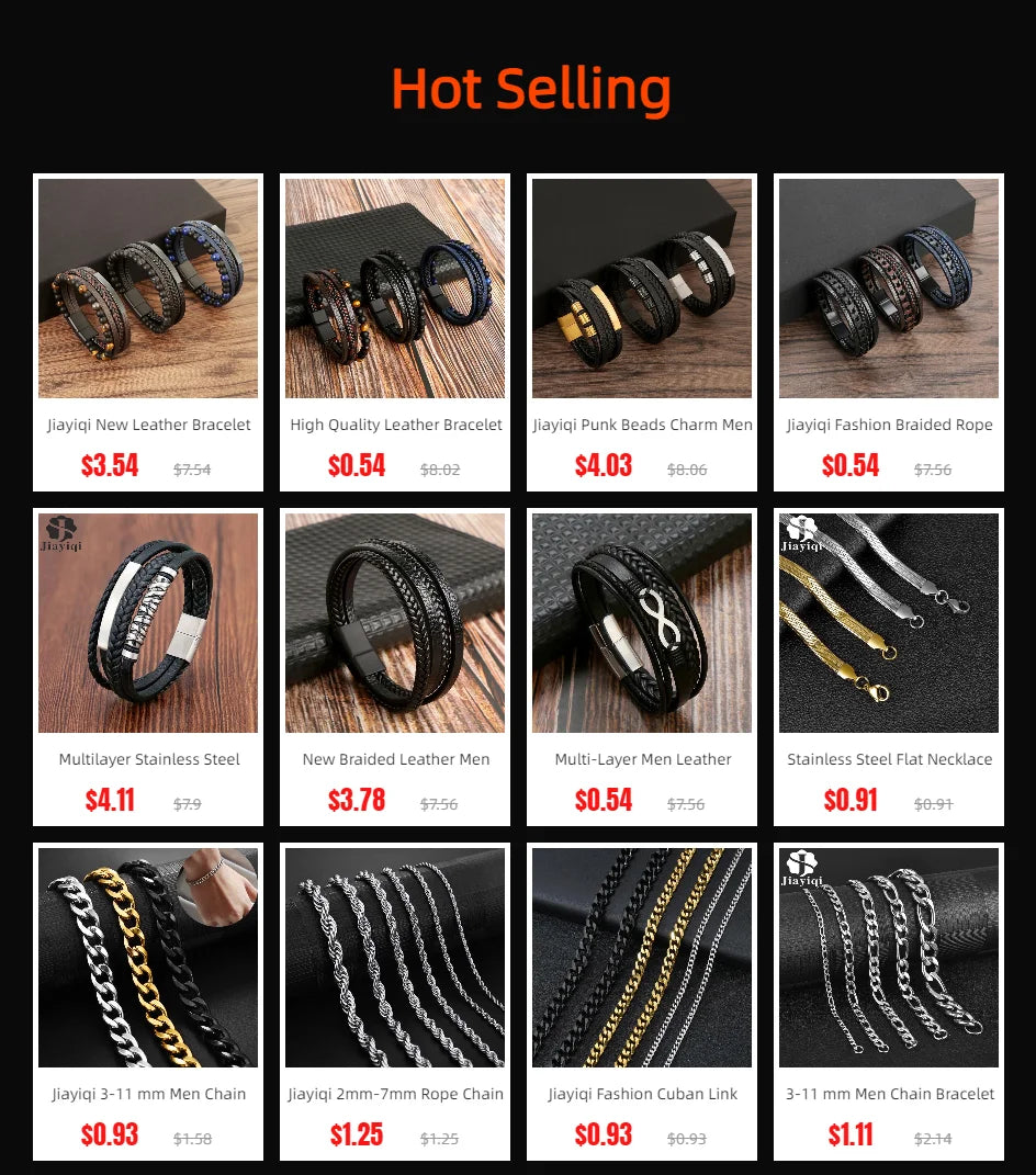 Jiayiqi Genuine Leather Retro Cuff Wristband