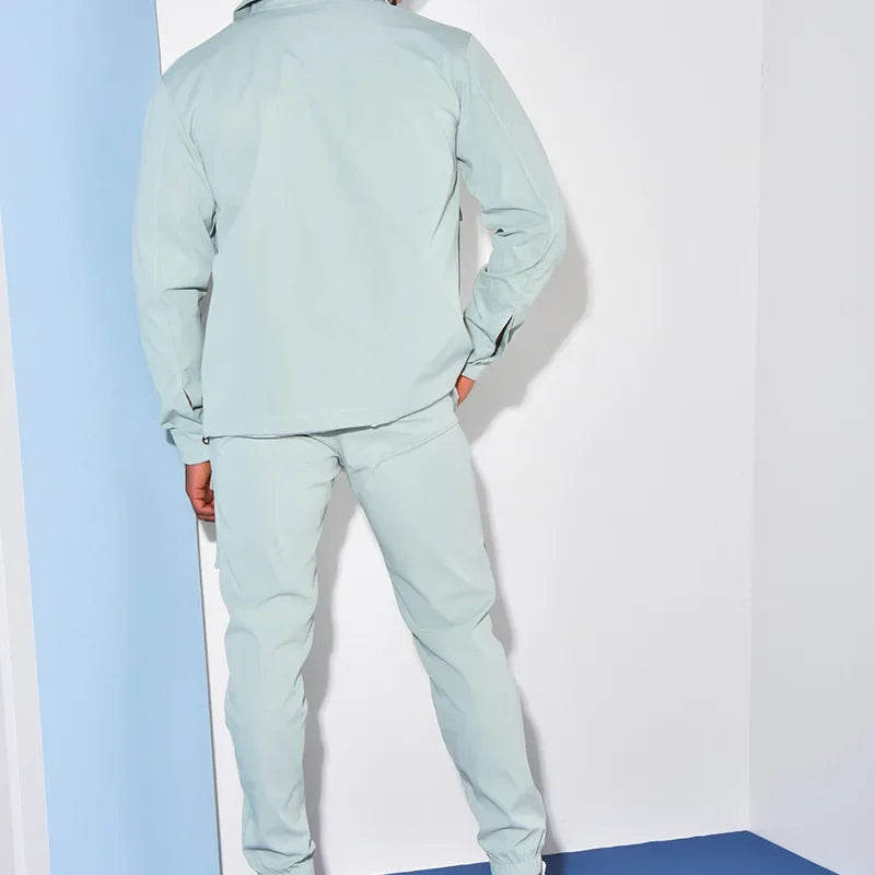 2025 Fashion Men's Casual Sets Male Trend Streetwear Long Sleeve Jacket Coat+Leggings Pants
