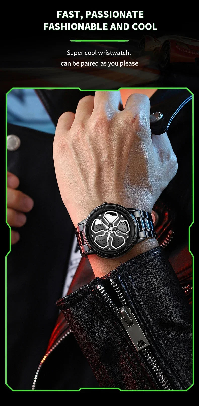 Men Watches Luxury Trend Reloj Hombre Mi Car Watch Men Quartz Movement Black Stainless Steel Strap Watch