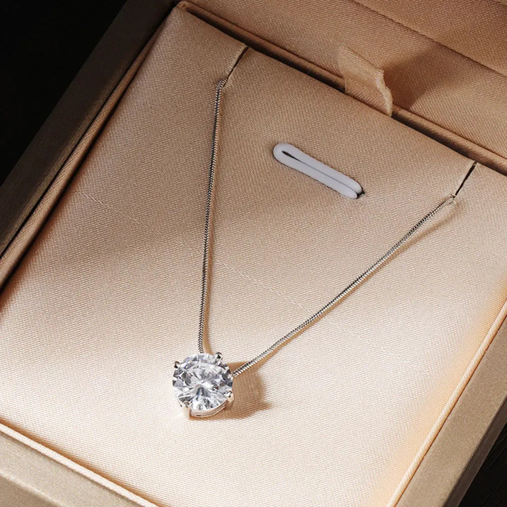 D VVS1 Moissanite Necklace – 18K White Gold, 925 Silver