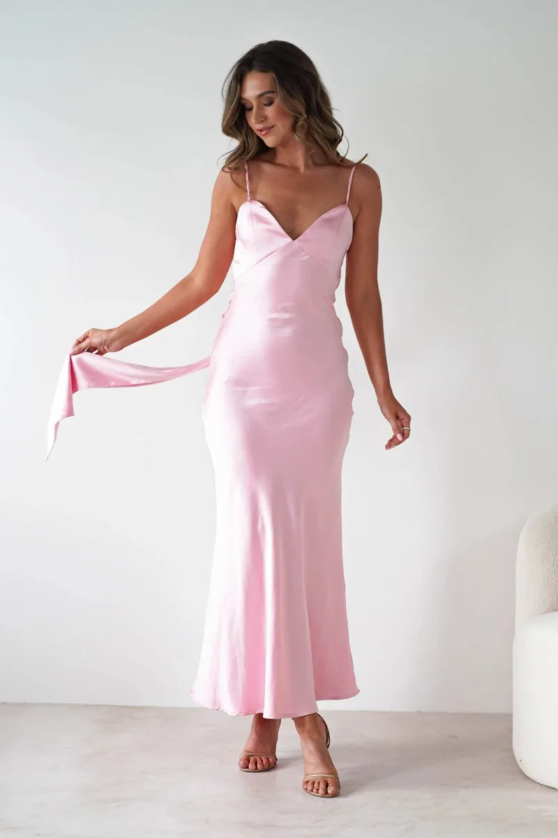 New Dresses 2025 Woman Fashion Summer Women's Clothing Sexy Halter Satin Fashion Strappy Skirts