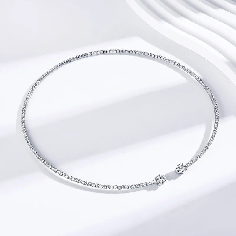 Heart-Cut Moissanite Choker – S925 Wedding Necklace
