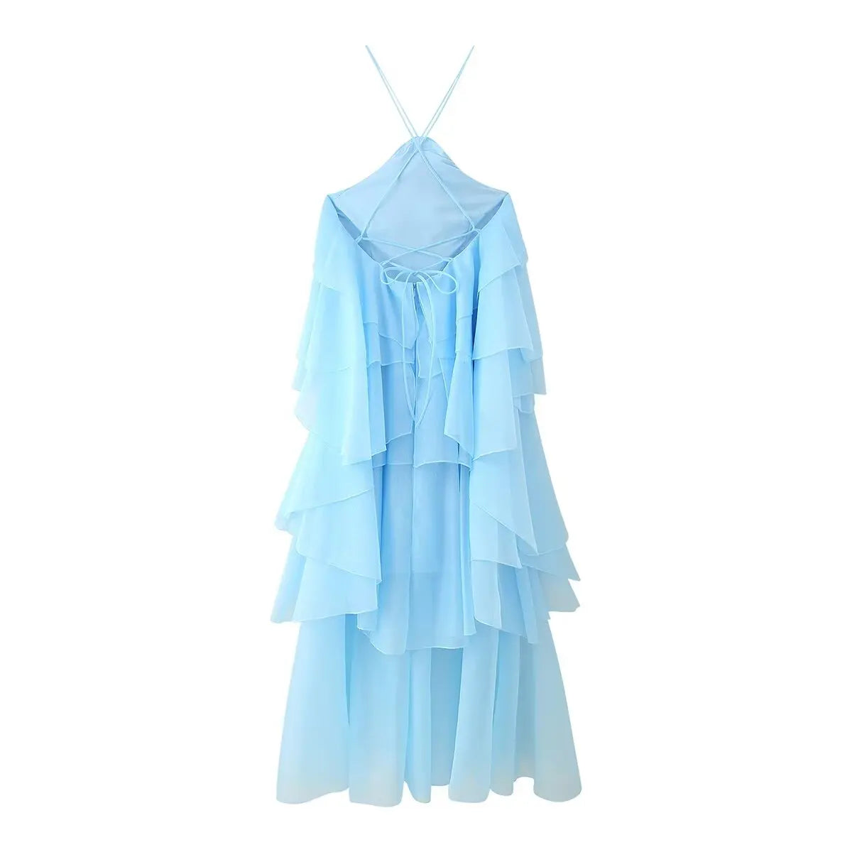 New Women's Clothing European and American Style Fashion Simple Casual Three-Dimensional Flower Layered Decorative Dress