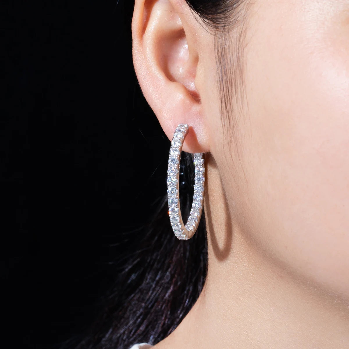 D Color Moissanite Hoop Earrings – 925 Luxury Sparkle