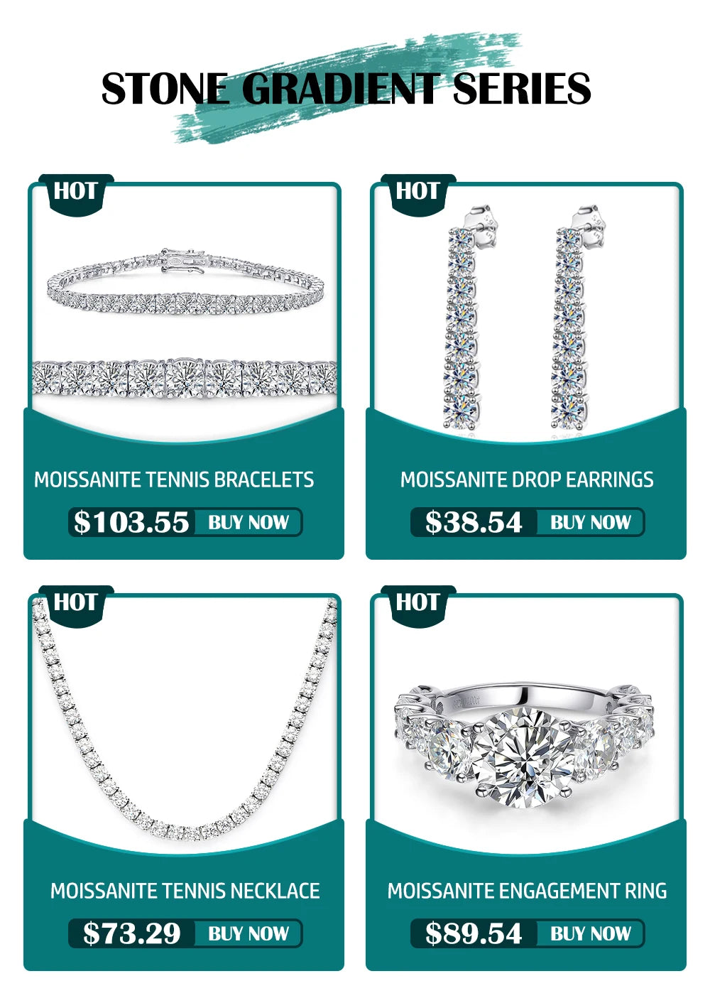 Gradient Moissanite Tennis Necklace