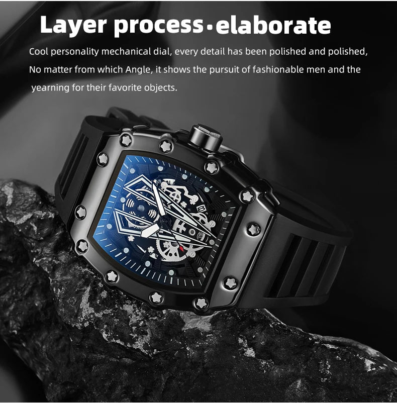 Foreign Trade Watch Large Dial For Men Quartz Waterproof Sport Square Luminous Watch