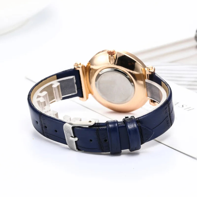 Luxury Temperament Ladies Watch Leather Belt Diamond Analog Quartz Watch Reloj Mujer Montre Femme