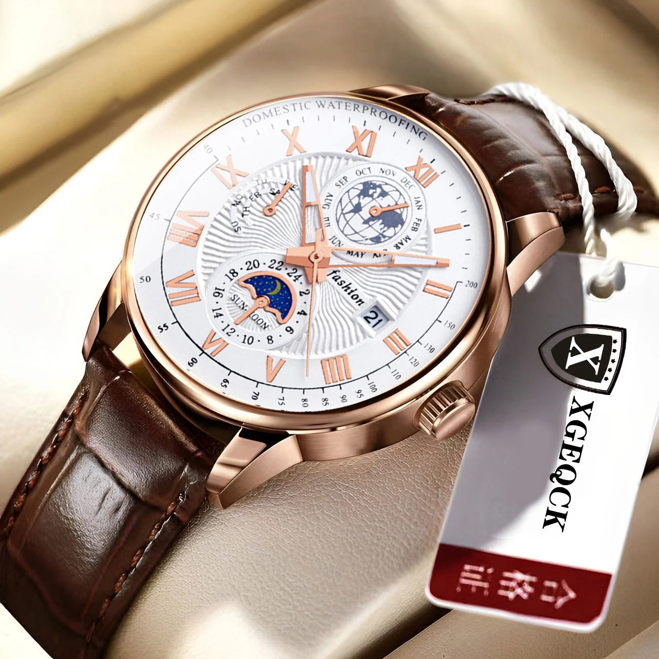 2024 Top Luxury Sport Men's Wristwatch Waterproof Luminous Leather Date Quartz Watch