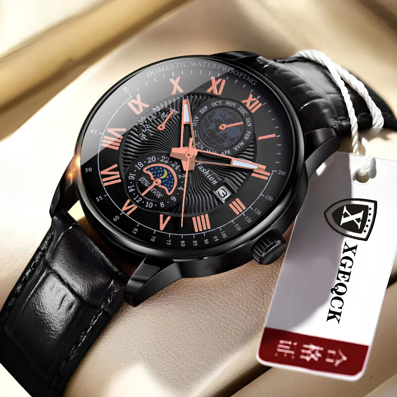 2024 Top Luxury Sport Men's Wristwatch Waterproof Luminous Leather Date Quartz Watch