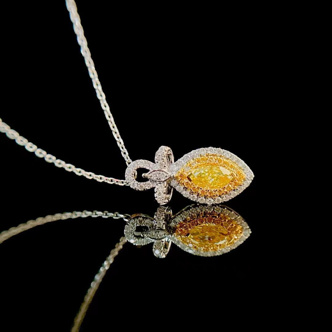 18K gold Natural Horseeye Diamond necklace