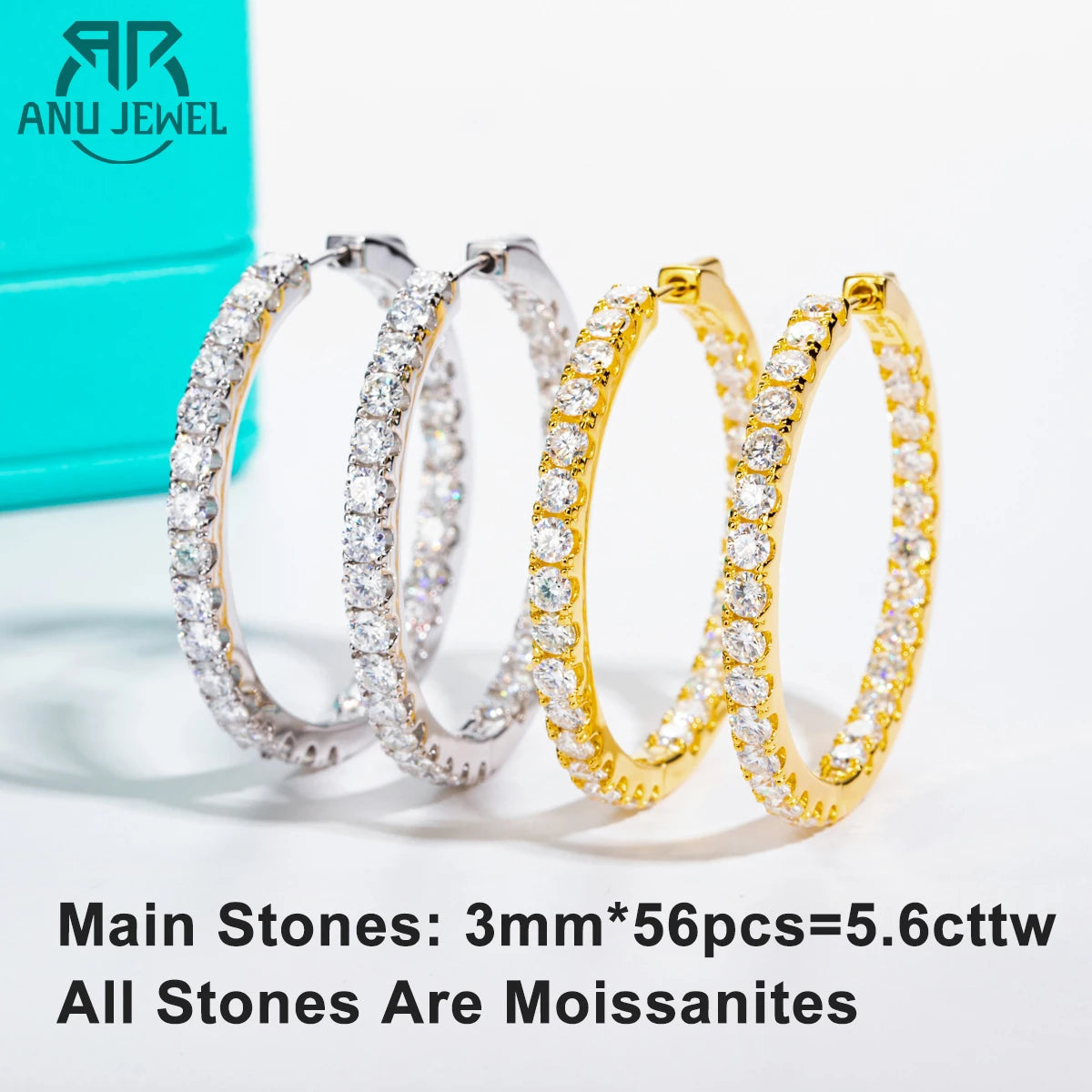 D Color Moissanite Hoop Earrings – 925 Luxury Sparkle