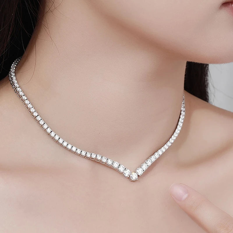 Moissanite Tennis Necklace – Sparkling Luxury by Neetim