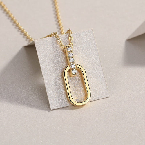 Light And Shadow Geometric Moissanite Silver Necklace