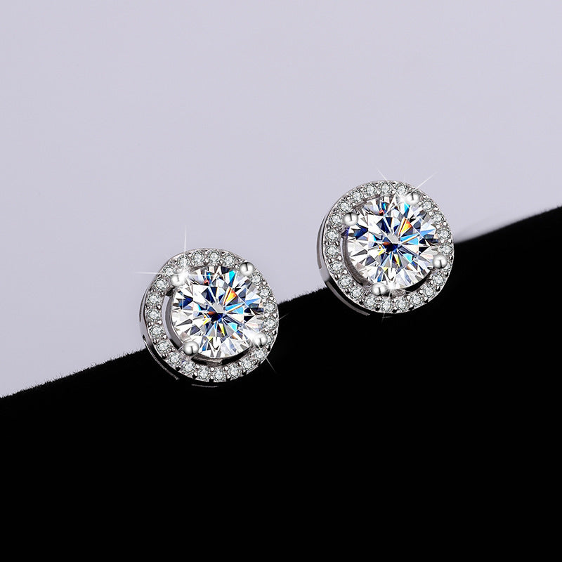 Moissanite Stud Earrings – S925 Round Graceful Sparkle