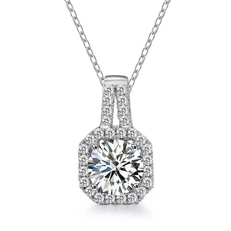 Moissanite Silver Necklace – Elegant Sterling Sparkle