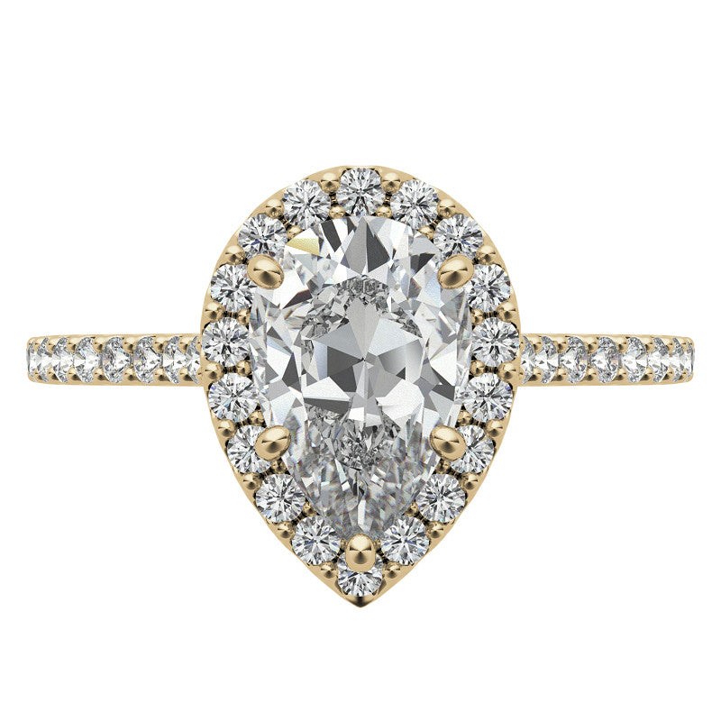 Pear-Shaped Moissanite Ring – 1 Golden Glow of Timeless Beauty