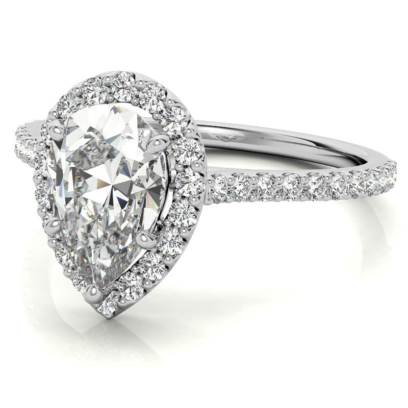 Pear-Shaped Moissanite Ring – 1 Elegant White Gold Sparkler