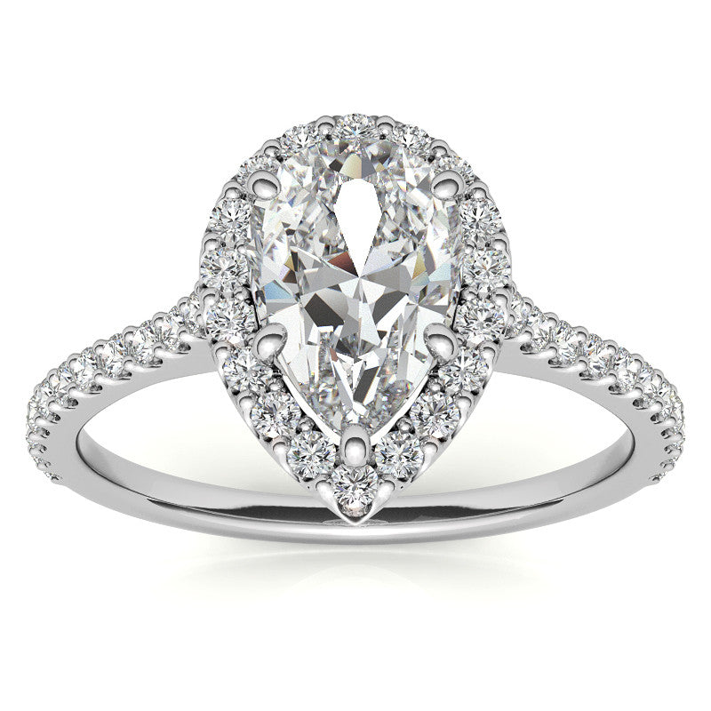 Pear-Shaped Moissanite Ring – 1 Elegant White Gold Sparkler