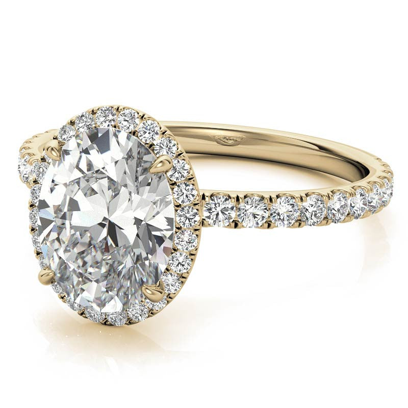 Oval Halo Moissanite Ring – 1 Radiant Yellow Gold Beauty