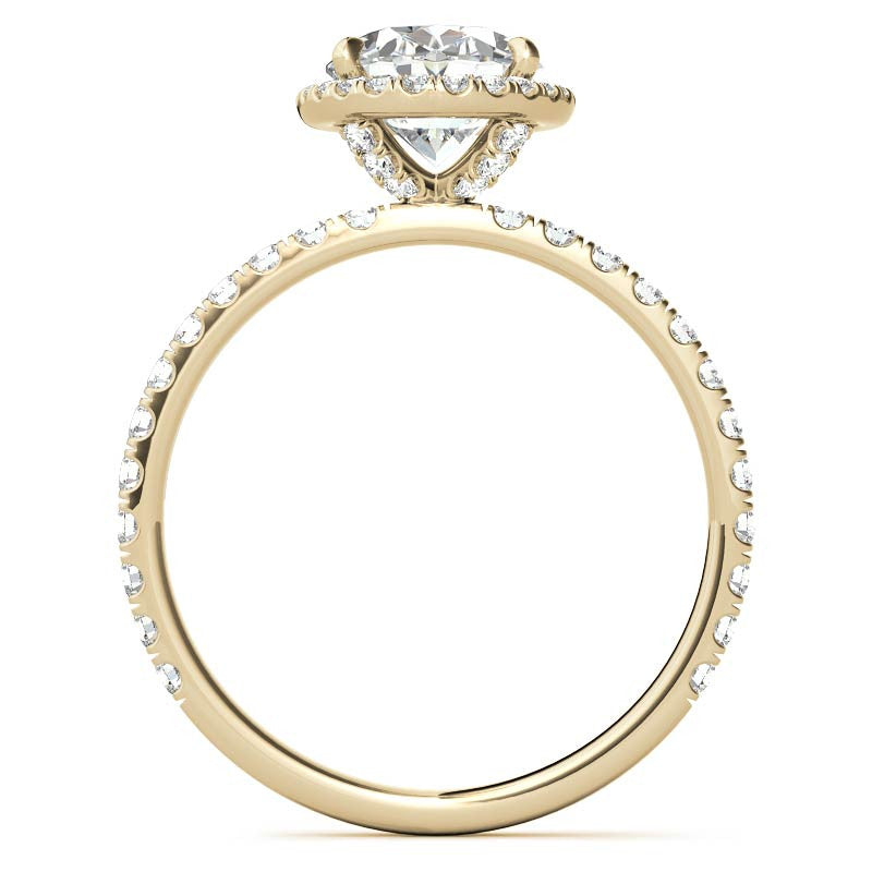 Oval Halo Moissanite Ring – 1 Radiant Yellow Gold Beauty