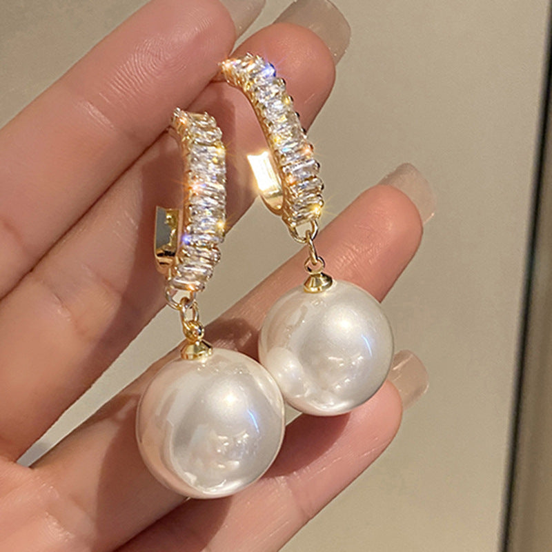 Zircon Pearl Jewelry Set – Elegant Earrings & Rings