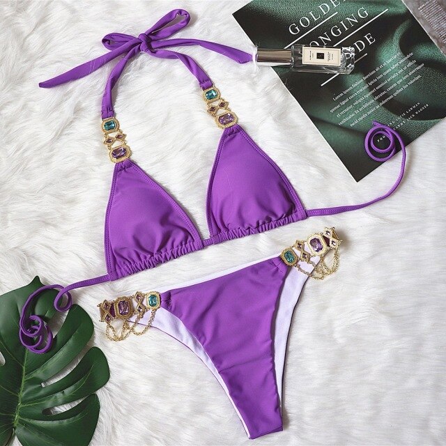 Luxury Rhinestone Bikini Set – Dazzling Two-Piece Swimwear