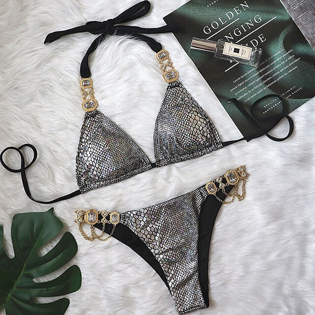 Luxury Rhinestone Bikini Set – Dazzling Two-Piece Swimwear