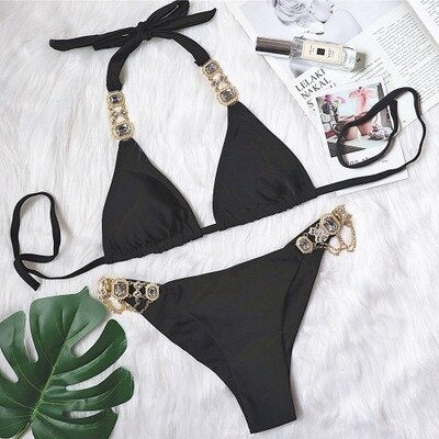 Luxury Rhinestone Bikini Set – Dazzling Two-Piece Swimwear