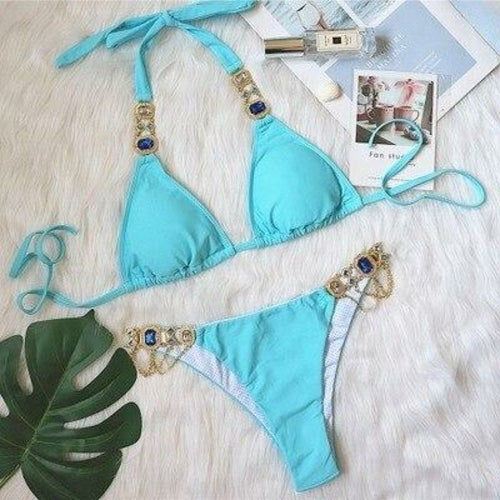 Luxury Rhinestone Bikini Set – Dazzling Two-Piece Swimwear