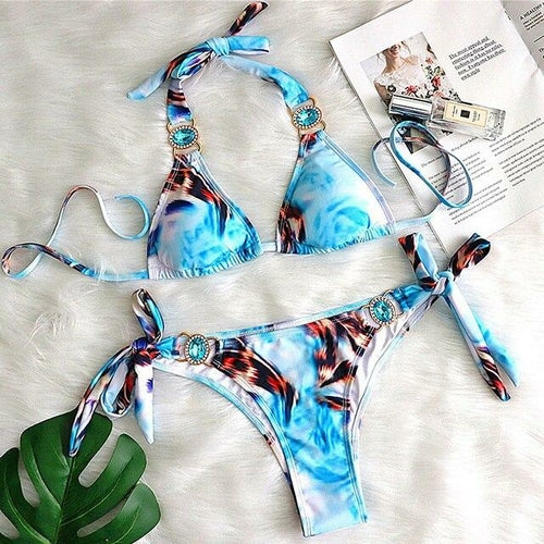 Luxury Rhinestone Bikini Set – Dazzling Two-Piece Swimwear