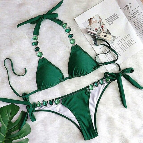 Luxury Rhinestone Bikini Set – Dazzling Two-Piece Swimwear