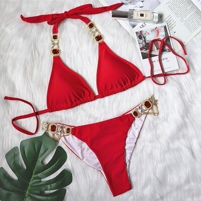 Luxury Rhinestone Bikini Set – Dazzling Two-Piece Swimwear