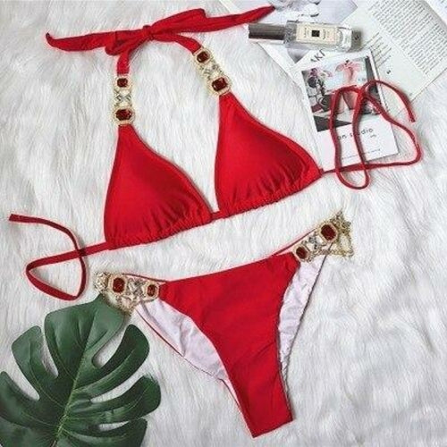 Luxury Rhinestone Bikini Set – Dazzling Two-Piece Swimwear